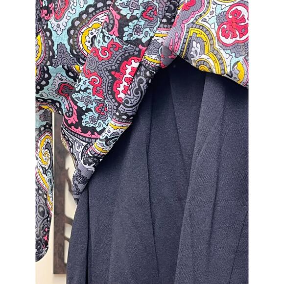 Inc. Cold Shoulder Multicolor Beaded Scoop Neck Blouse Petite Medium Top - Picture 6 of 6